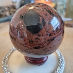 Natural Mahogany Obsidian Crystal Orb Sphere New #4